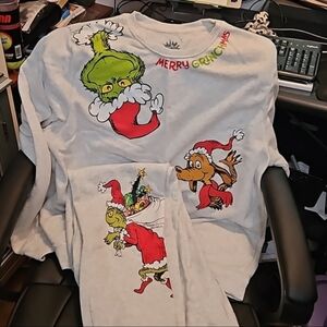 The Grinch Sweatshirt (L) AND Sweatpants (L).